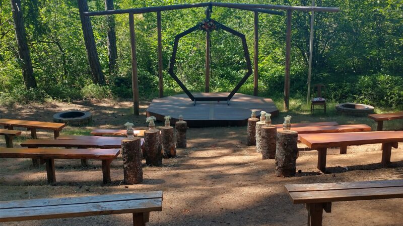 Heptagon wedding arch and ceremony