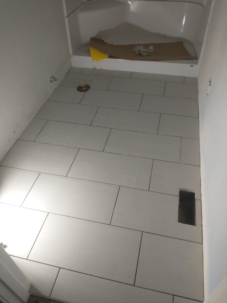Large format offset tile installation