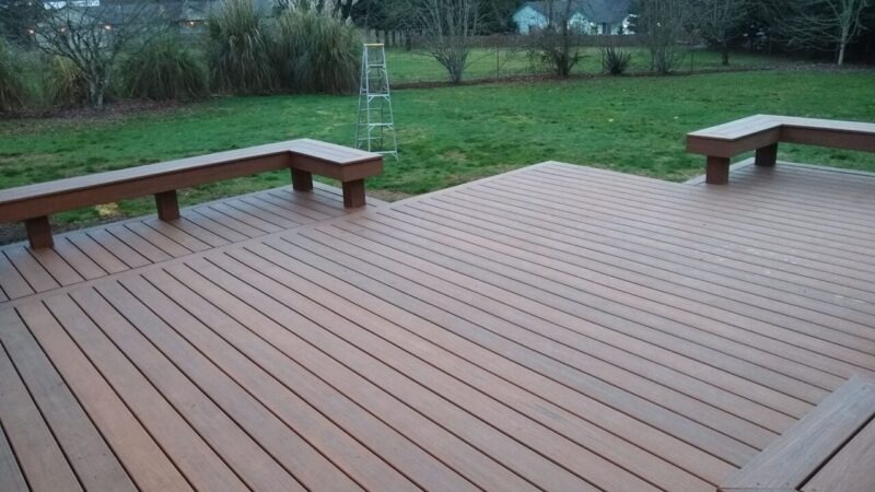 Trex composite deck with benches